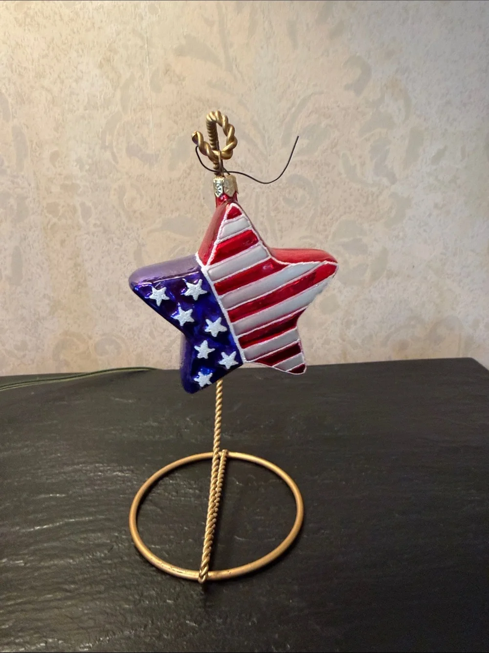 America’s 250th Blown Glass Star Ornament - Red White Blue